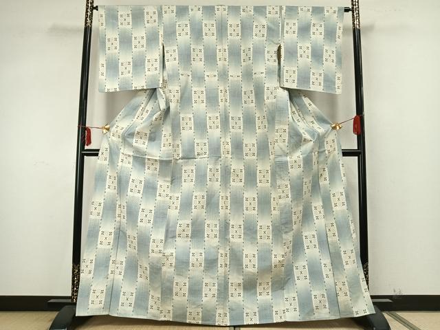 平和屋着物▽上質な紬 単衣 市松文様 正絹 逸品 AABA7748fy