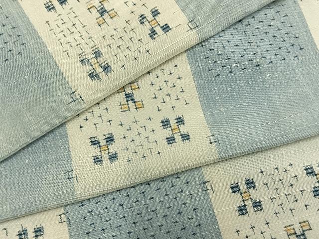 平和屋着物▽上質な紬 単衣 市松文様 正絹 逸品 AABA7748fy