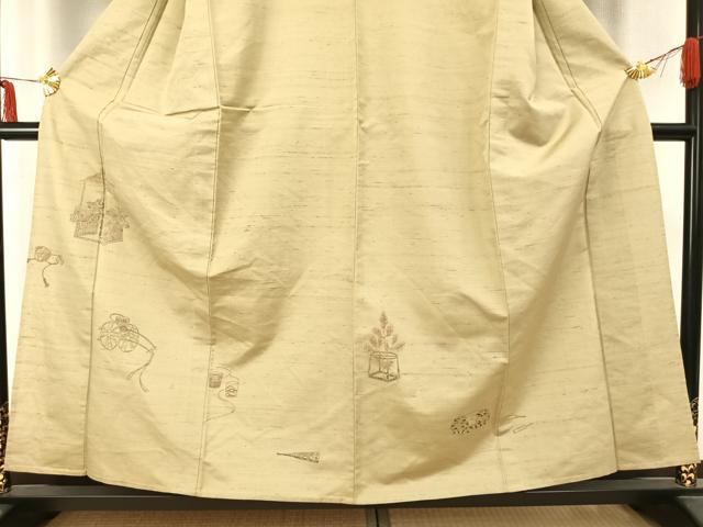 平和屋着物▽京の名門・菱屋六右ェ門 紬 訪問着 単衣 片輪車扇面花文 正絹 逸品 AABA7749fy