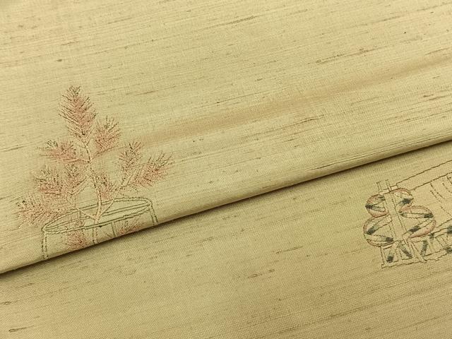 平和屋着物▽京の名門・菱屋六右ェ門 紬 訪問着 単衣 片輪車扇面花文 正絹 逸品 AABA7749fy