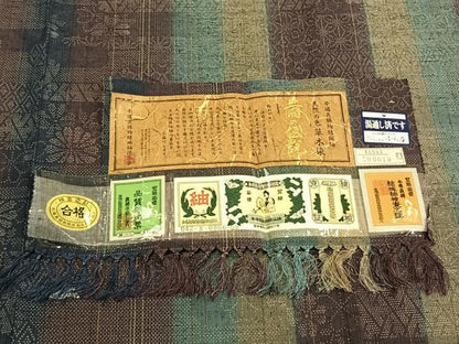 平和屋着物▽本場真綿絢結城紬 単衣 草木染 花間道 証紙付き 正絹 逸品 未使用 AABA7751fy