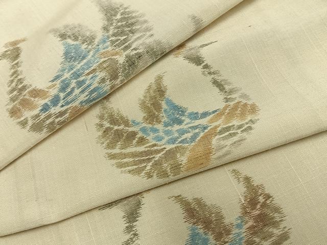 平和屋着物▽上質な紬 単衣 鶴 正絹 逸品 未使用 AABA7752fy