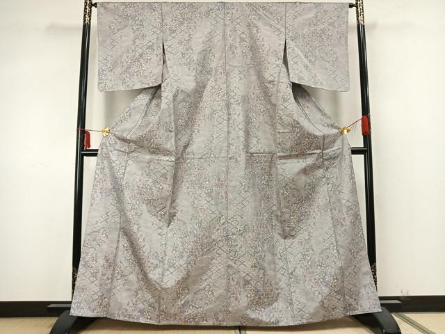 平和屋着物▽本場大島紬 単衣 草花文 正絹 逸品 未使用 AABA7753fy