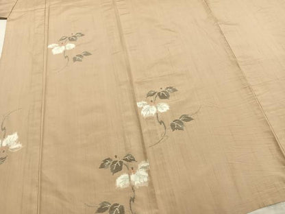 平和屋着物▽上質な紬 単衣 蔦の葉文 正絹 逸品 AABA7759fy