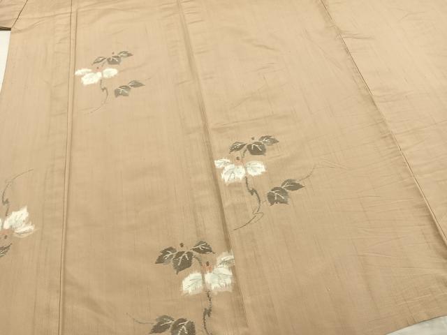 平和屋着物▽上質な紬 単衣 蔦の葉文 正絹 逸品 AABA7759fy