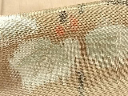 平和屋着物▽上質な紬 単衣 蔦の葉文 正絹 逸品 AABA7759fy