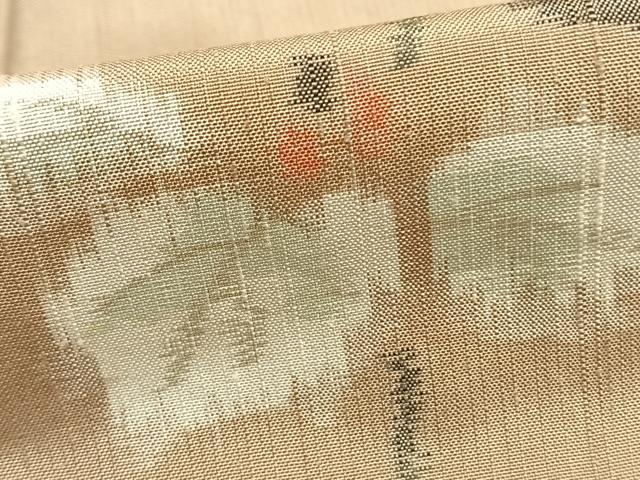 平和屋着物▽上質な紬 単衣 蔦の葉文 正絹 逸品 AABA7759fy