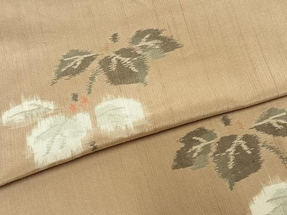 平和屋着物▽上質な紬 単衣 蔦の葉文 正絹 逸品 AABA7759fy