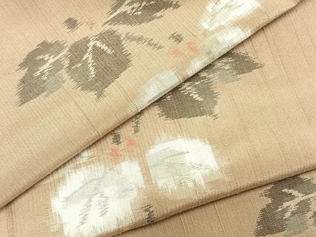 平和屋着物▽上質な紬 単衣 蔦の葉文 正絹 逸品 AABA7759fy