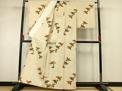 平和屋着物▽上質な紬 単衣 飛鳥文 正絹 逸品 AABA7761fy