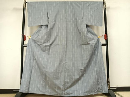 平和屋着物▽上質な紬 単衣 格子 正絹 逸品 AABA7762fy