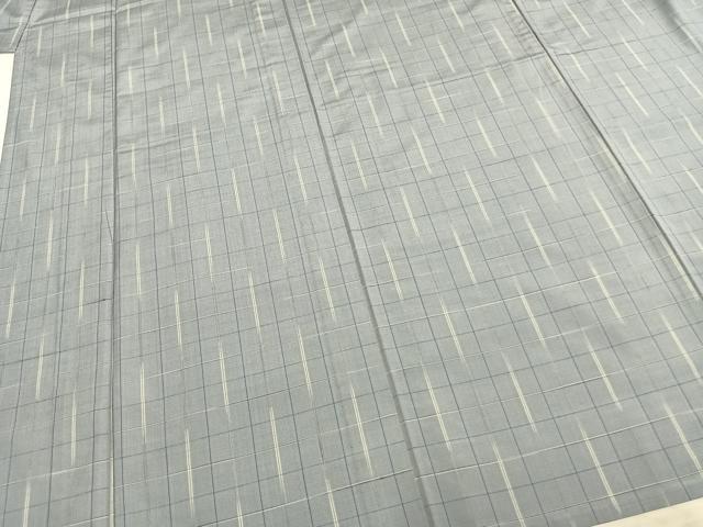 平和屋着物▽上質な紬 単衣 格子 正絹 逸品 AABA7762fy