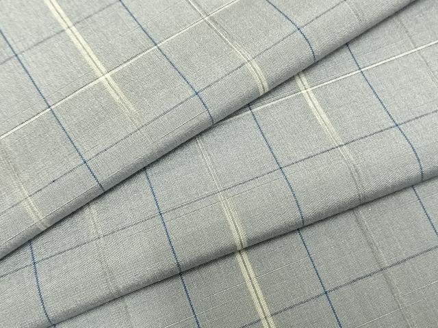 平和屋着物▽上質な紬 単衣 格子 正絹 逸品 AABA7762fy