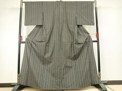 平和屋着物▽本場大島紬 単衣 9マルキ 竹 正絹 逸品 AABA7764fy