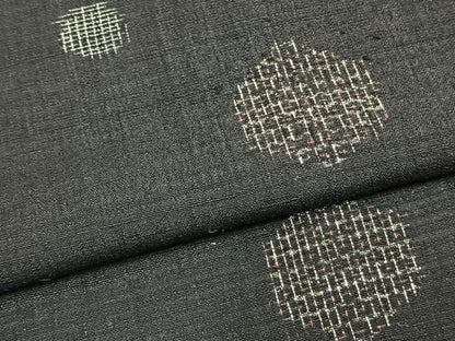 平和屋着物▽結城紬 単衣 80亀甲 亀甲文様 正絹 逸品 AABA7765fy
