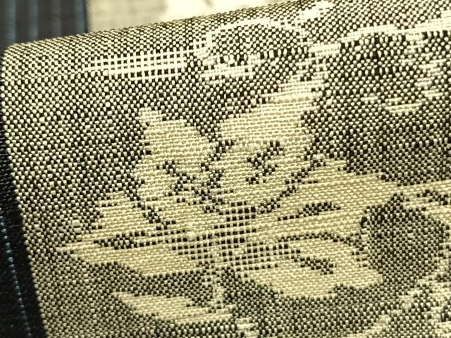 平和屋着物▽上質な紬 単衣 花唐草間道 正絹 逸品 AABA7767fy
