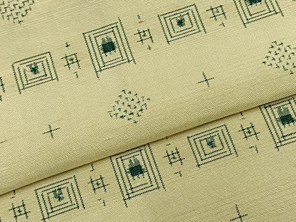 平和屋着物▽上質な紬 単衣 幾何学文様 正絹 逸品 AABA7768fy