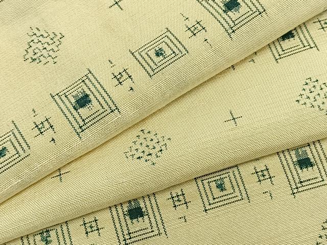 平和屋着物▽上質な紬 単衣 幾何学文様 正絹 逸品 AABA7768fy