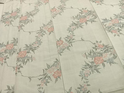 平和屋着物▽上質な紬 単衣 草花文 正絹 逸品 未使用 AABA7769fy