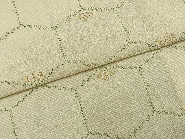 平和屋着物▽本塩沢 単衣 亀甲文様 正絹 逸品 AABA7771fy