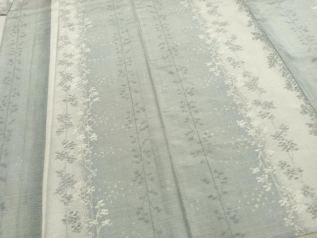 平和屋着物▽上質な紬 単衣 枝花文 正絹 逸品 AABA7778fy
