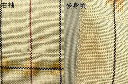 平和屋着物▽上質な紬 単衣 幾何学文様 正絹 逸品 AABA7781fy