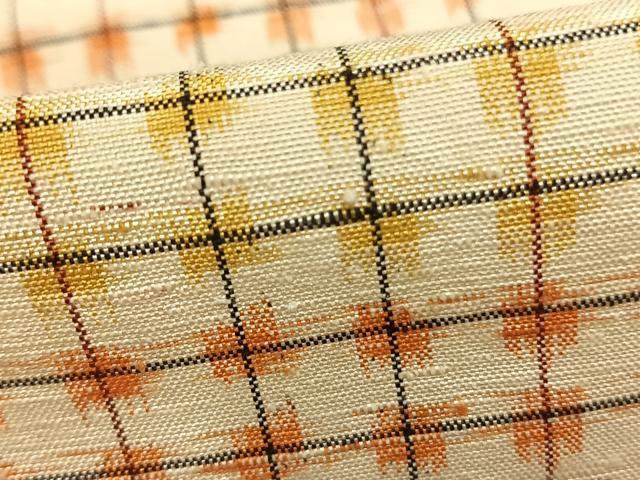 平和屋着物▽上質な紬 単衣 幾何学文様 正絹 逸品 AABA7781fy