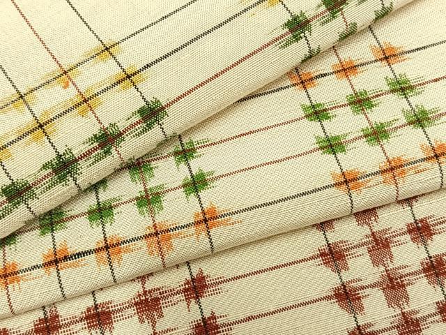 平和屋着物▽上質な紬 単衣 幾何学文様 正絹 逸品 AABA7781fy