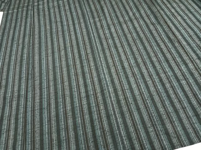 平和屋着物▽上質な紬 単衣 縞 正絹 逸品 AABA7782fy
