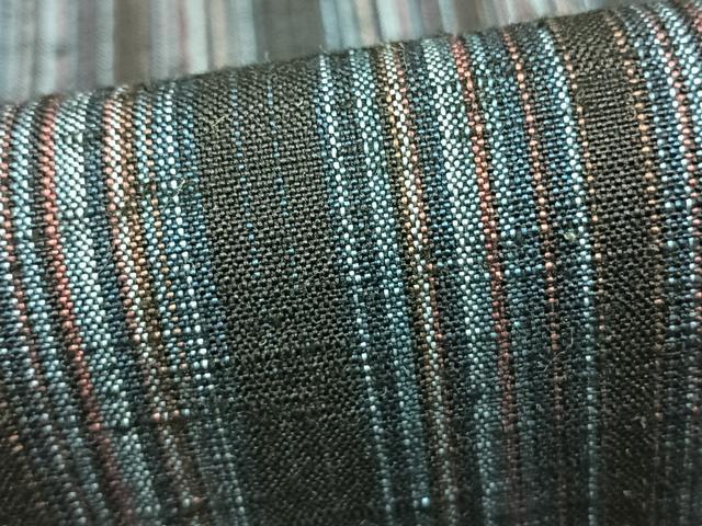 平和屋着物▽上質な紬 単衣 縞 正絹 逸品 AABA7782fy
