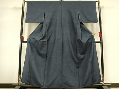平和屋着物▽本塩沢 単衣 110亀甲 幾何学文様 正絹 逸品 AABA7783fy