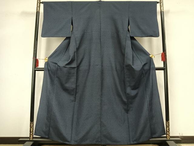 平和屋着物▽本塩沢 単衣 110亀甲 幾何学文様 正絹 逸品 AABA7783fy