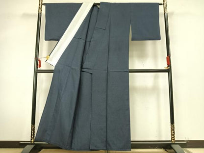 平和屋着物▽本塩沢 単衣 110亀甲 幾何学文様 正絹 逸品 AABA7783fy