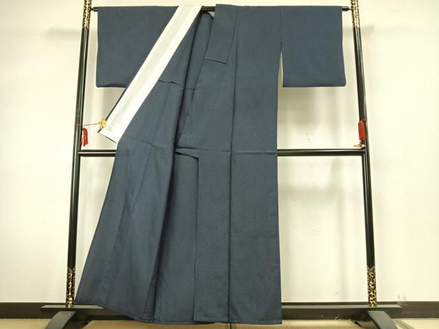 平和屋着物▽本塩沢 単衣 110亀甲 幾何学文様 正絹 逸品 AABA7783fy