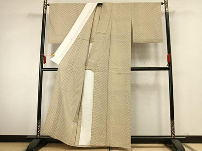平和屋着物▽本塩沢　単衣　抽象文様　正絹　逸品　AABA7785fy