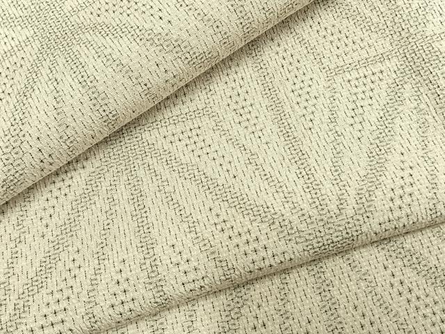 平和屋着物▽本塩沢 単衣 110亀甲 幾何学文様 正絹 逸品 AABA7786fy
