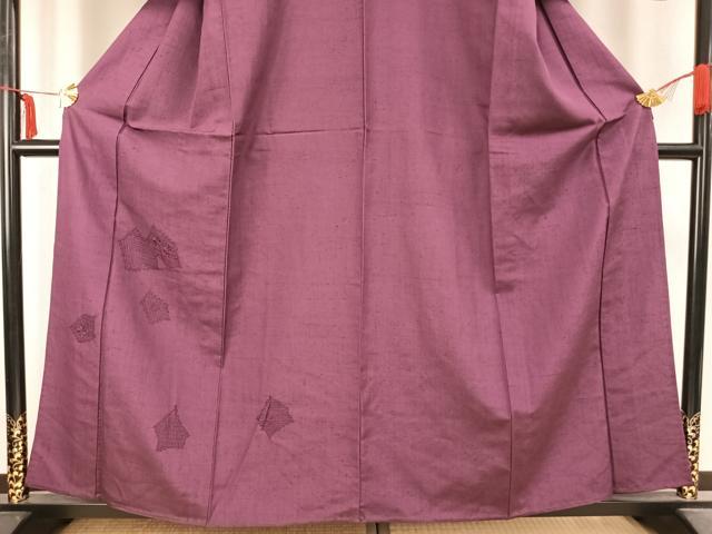 平和屋着物▽無地絵羽訪問着 単衣 紬地 箔散らし文様 蒲葡色 正絹 逸品 未使用 AABA7788fy