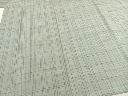 平和屋着物▽上質な紬 単衣 格子 正絹 逸品 未使用 AABA7795fy