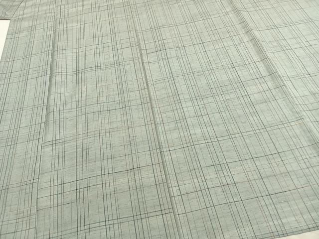 平和屋着物▽上質な紬 単衣 格子 正絹 逸品 未使用 AABA7795fy