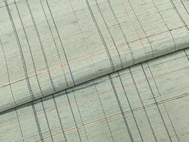 平和屋着物▽上質な紬 単衣 格子 正絹 逸品 未使用 AABA7795fy