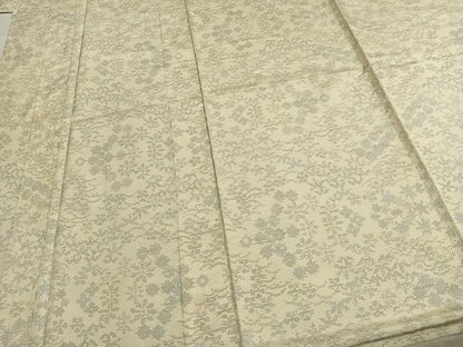 平和屋着物▽本場大島紬　白大島　単衣　舞花文　正絹　逸品　AABA7798fy