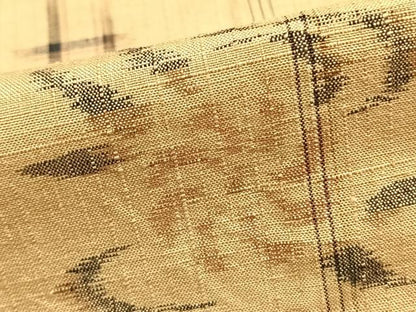 平和屋着物▽上質な紬 単衣 花蝶間道 正絹 逸品 AABA7799fy