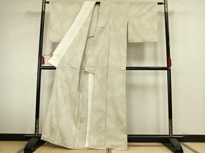 平和屋着物▽本塩沢 単衣 110亀甲 切嵌文 正絹 逸品 AABA7800fy