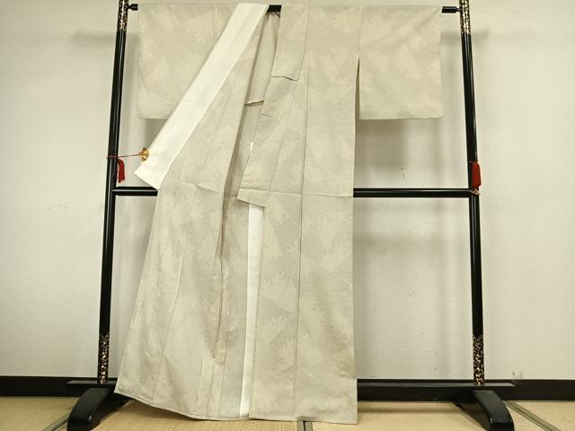 平和屋着物▽本塩沢 単衣 110亀甲 切嵌文 正絹 逸品 AABA7800fy