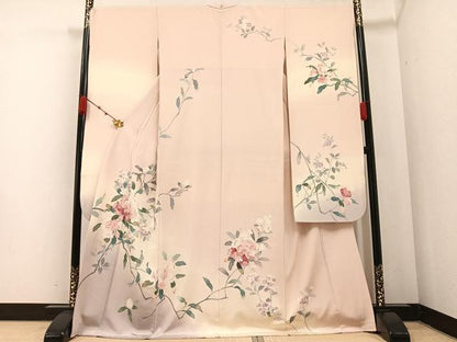 平和屋着物●豪華振袖　友禅　枝花文　暈し染め　正絹　逸品　AABA7803ph