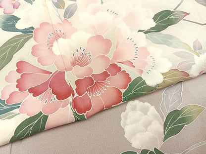 平和屋着物●豪華振袖　友禅　枝花文　暈し染め　正絹　逸品　AABA7803ph