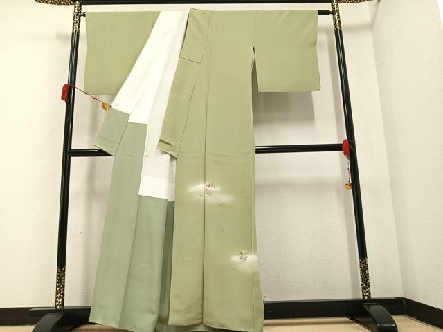 平和屋着物●訪問着 刺繍 草花文 暈し染め 金銀糸 正絹 逸品 AABA7807ph