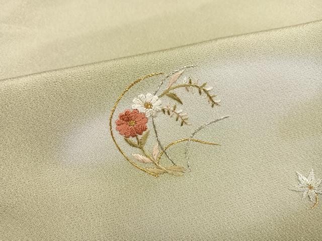 平和屋着物●訪問着 刺繍 草花文 暈し染め 金銀糸 正絹 逸品 AABA7807ph