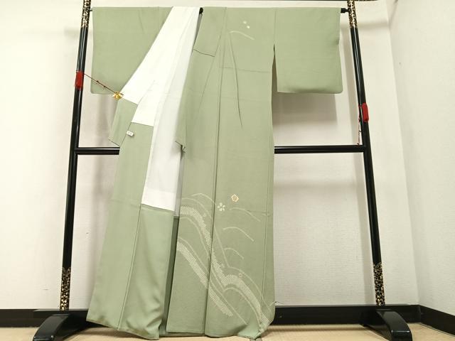 平和屋着物●訪問着 絞り 舞花文 金彩 正絹 逸品 AABA7810ph