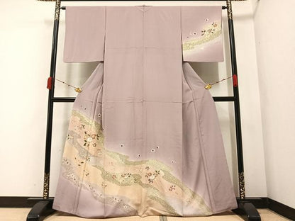 平和屋着物●訪問着　舞花文　暈し染め　金彩　正絹　逸品　AABA7815ph